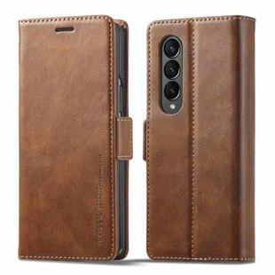 For Samsung Galaxy Z Fold4 5G LC.IMEEKE RFID Anti-theft Leather Phone Case(Brown)