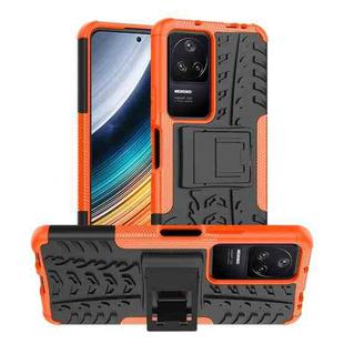 For Xiaomi Redmi K40S Tire Texture TPU + PC Phone Case with Holder(Orange)