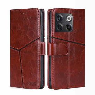 For OnePlus Ace Pro 5G Geometric Stitching Leather Phone Case(Dark Brown)