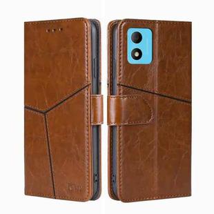 For TCL 305i Geometric Stitching Leather Phone Case(Light Brown)