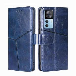 For Xiaomi Redmi K50 Ultra/Xiaomi 12T/Xiaomi 12T Pro Geometric Stitching Leather Phone Case(Blue)