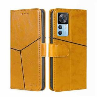 For Xiaomi Redmi K50 Ultra/Xiaomi 12T/Xiaomi 12T Pro Geometric Stitching Leather Phone Case(Yellow)