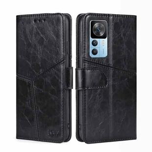 For Xiaomi Redmi K50 Ultra/Xiaomi 12T/Xiaomi 12T Pro Geometric Stitching Leather Phone Case(Black)