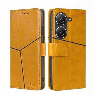 For Asus Zenfone 9 Geometric Stitching Leather Phone Case(Yellow)