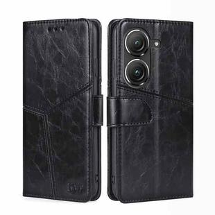 For Asus Zenfone 9 Geometric Stitching Leather Phone Case(Black)