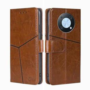 For Huawei nova Y90 4G Geometric Stitching Leather Phone Case(Light Brown)