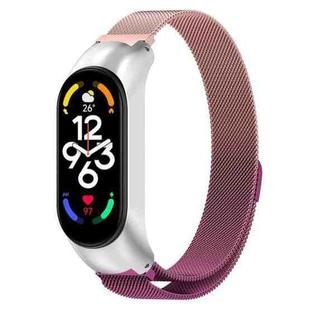 For Xiaomi Mi Band 7 / 7NFC Milan Metal Stainless Steel Watch Band(Pink+Purple)