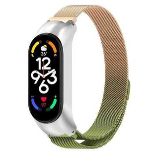 For Xiaomi Mi Band 7 / 7NFC Milan Metal Stainless Steel Watch Band(Retro Gold+Green)