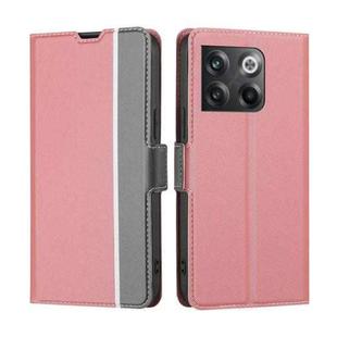 For OnePlus Ace Pro 5G Twill Texture Side Button Leather Phone Case(Pink)