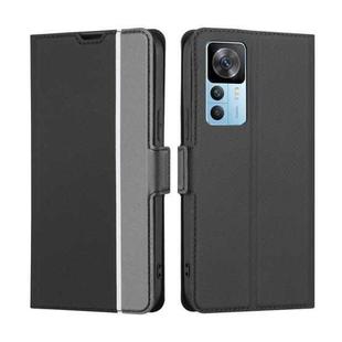 For Xiaomi Redmi K50 Ultra/Xiaomi 12T/Xiaomi 12T Pro Twill Texture Side Button Leather Phone Case(Black)