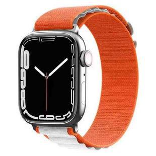 Nylon Watch Band For Apple Watch Series 8&7 45mm / SE 2&6&SE&5&4 44mm / 3&2&1 42mm (White+Orange)