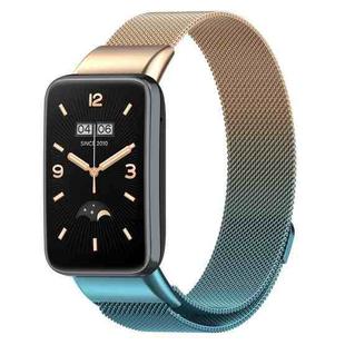 For Xiaomi Mi Band 7 Pro Milanese Stainless Steel Watch Band(Retro Gold+Blue)