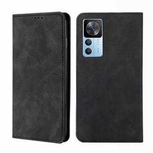 For Xiaomi Redmi K50 Ultra/Xiaomi 12T/Xiaomi 12T Pro Skin Feel Magnetic Horizontal Flip Leather Phone Case(Black)