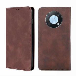 For Huawei nova Y90 4G Skin Feel Magnetic Horizontal Flip Leather Phone Case(Dark Brown)