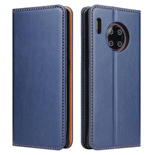 For Huawei Mate 30 Pro Fierre Shann PU Genuine Leather Texture Horizontal Flip Leather Case with Holder & Card Slots & Wallet(Blue)