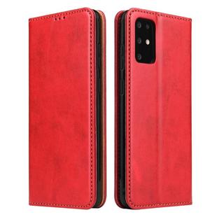 For Galaxy S20 Fierre Shann PU Genuine Leather Texture Horizontal Flip Leather Case with Holder & Card Slots & Wallet(Red)