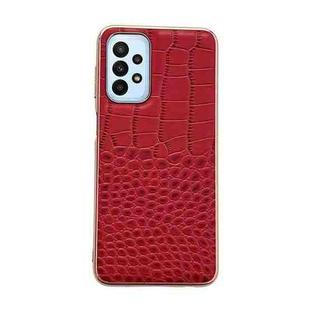 For Samsung Galaxy A23 4G / 5G Crocodile Texture Genuine Leather Nano Electroplating Phone Case(Red)