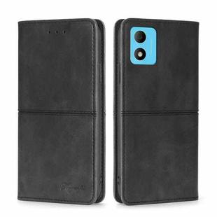 For TCL 305i Cow Texture Magnetic Horizontal Flip Leather Phone Case(Black)