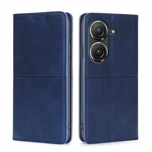 For Asus Zenfone 9 Cow Texture Magnetic Horizontal Flip Leather Phone Case(Blue)