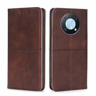 For Huawei nova Y90 4G Cow Texture Magnetic Horizontal Flip Leather Phone Case(Dark Brown)