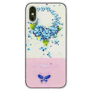 For iPhone X / XS Bronzing Butterfly Flower TPU Phone Case(Hydrangea)