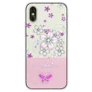 For iPhone X / XS Bronzing Butterfly Flower TPU Phone Case(Cherry Blossoms)