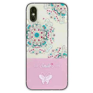 For iPhone X / XS Bronzing Butterfly Flower TPU Phone Case(Peacock Flower)