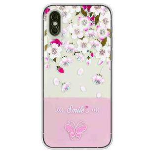 For iPhone XS Max Bronzing Butterfly Flower TPU Phone Case(Peach Blossoms)