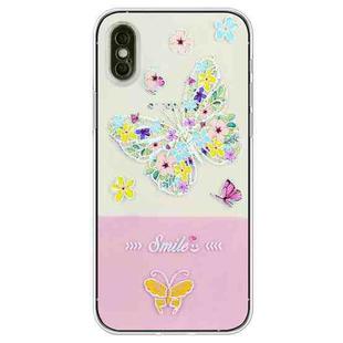 For iPhone XS Max Bronzing Butterfly Flower TPU Phone Case(Colorful Butterfly)