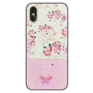 For iPhone XS Max Bronzing Butterfly Flower TPU Phone Case(Peony)