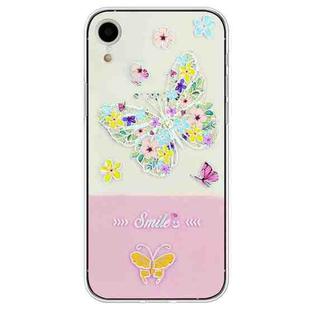 For iPhone XR Bronzing Butterfly Flower TPU Phone Case(Colorful Butterfly)