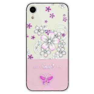 For iPhone XR Bronzing Butterfly Flower TPU Phone Case(Cherry Blossoms)