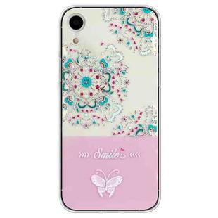For iPhone XR Bronzing Butterfly Flower TPU Phone Case(Peacock Flower)
