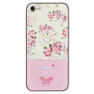 For iPhone SE 2022 / SE 2020 / 8 / 7 Bronzing Butterfly Flower TPU Phone Case(Peony)