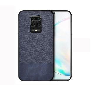 For Xiaomi Redmi Note 9 Pro Shockproof Splicing PU + Cloth Texture PC + TPU Protective Case(Blue)
