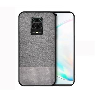 For Xiaomi Redmi Note 9 Pro Shockproof Splicing PU + Cloth Texture PC + TPU Protective Case(Grey)