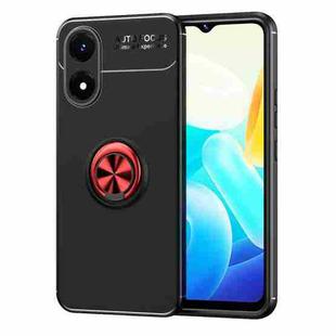 For vivo Y02S Metal Ring Holder TPU Phone Case(Black+Red)