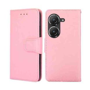 For Asus Zenfone 9 Crystal Texture Horizontal Flip Leather Phone Case(Pink)