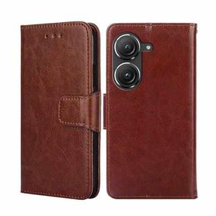 For Asus Zenfone 9 Crystal Texture Horizontal Flip Leather Phone Case(Brown)