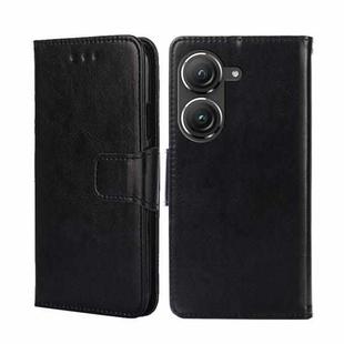 For Asus Zenfone 9 Crystal Texture Horizontal Flip Leather Phone Case(Black)