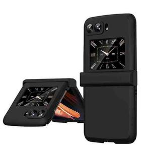 For Motorola Moto Razr 2022 Skin Feel Macaron Three-piece Set Hinge Phone Case(Black)