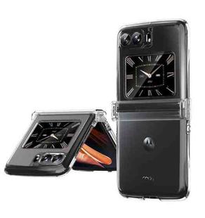 For Motorola Moto Razr 2022 Skin Feel Macaron Three-piece Set Hinge Phone Case(Transparent)