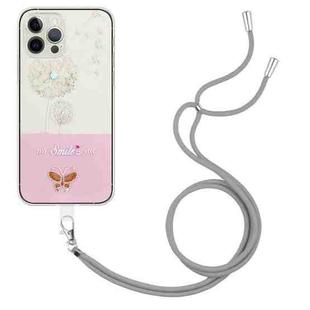 For iPhone 13 Pro Bronzing Butterfly Flower TPU Phone Case with Lanyard (Dandelions)