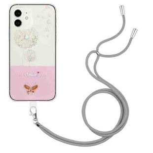 For iPhone 12 Bronzing Butterfly Flower TPU Phone Case with Lanyard(Dandelions)