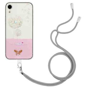For iPhone XR Bronzing Butterfly Flower TPU Phone Case with Lanyard(Dandelions)