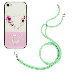 For iPhone SE 2022 / SE 2020 / 8 / 7 Bronzing Butterfly Flower TPU Phone Case with Lanyard(Rose Heart)