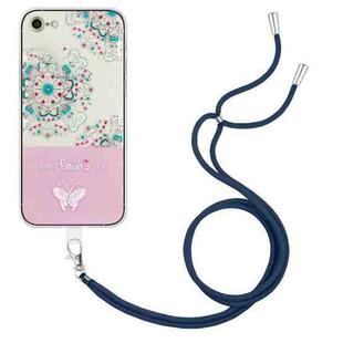 For iPhone SE 2022 / SE 2020 / 8 / 7 Bronzing Butterfly Flower TPU Phone Case with Lanyard(Peacock Flower)