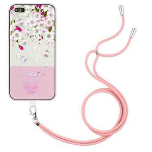 Bronzing Butterfly Flower TPU Phone Case with Lanyard For iPhone 8 Plus / 7 Plus(Peach Blossoms)