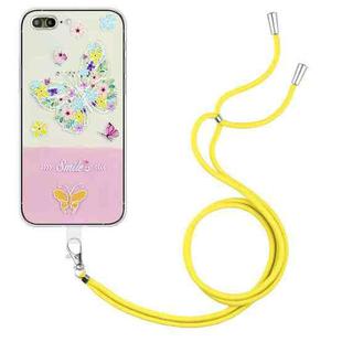 Bronzing Butterfly Flower TPU Phone Case with Lanyard For iPhone 8 Plus / 7 Plus(Colorful Butterfly)