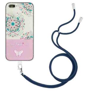 Bronzing Butterfly Flower TPU Phone Case with Lanyard For iPhone 8 Plus / 7 Plus(Peacock Flower)